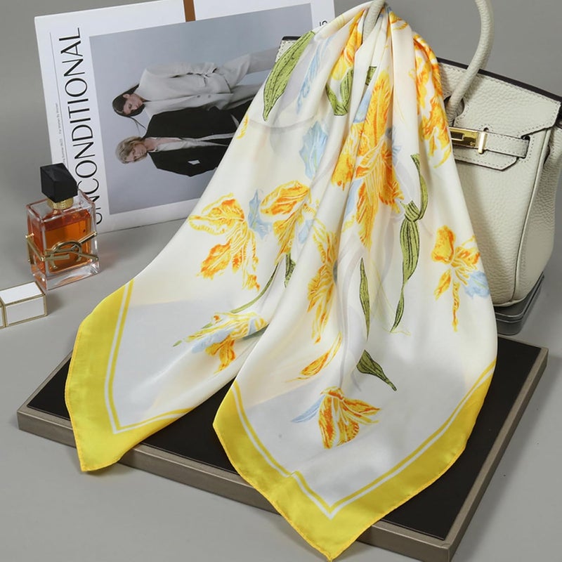 Sumolux Head Hair Scarf for Women Like Satin Silk Scarf Bandana Hair Wrapping Night Large Square Scarves 27.5" - Image 5